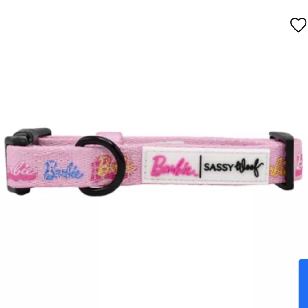 NWT Sassy Woof Brand Dog Collar with Iconic Barbie Print; Sz. S, M, & L Avail.